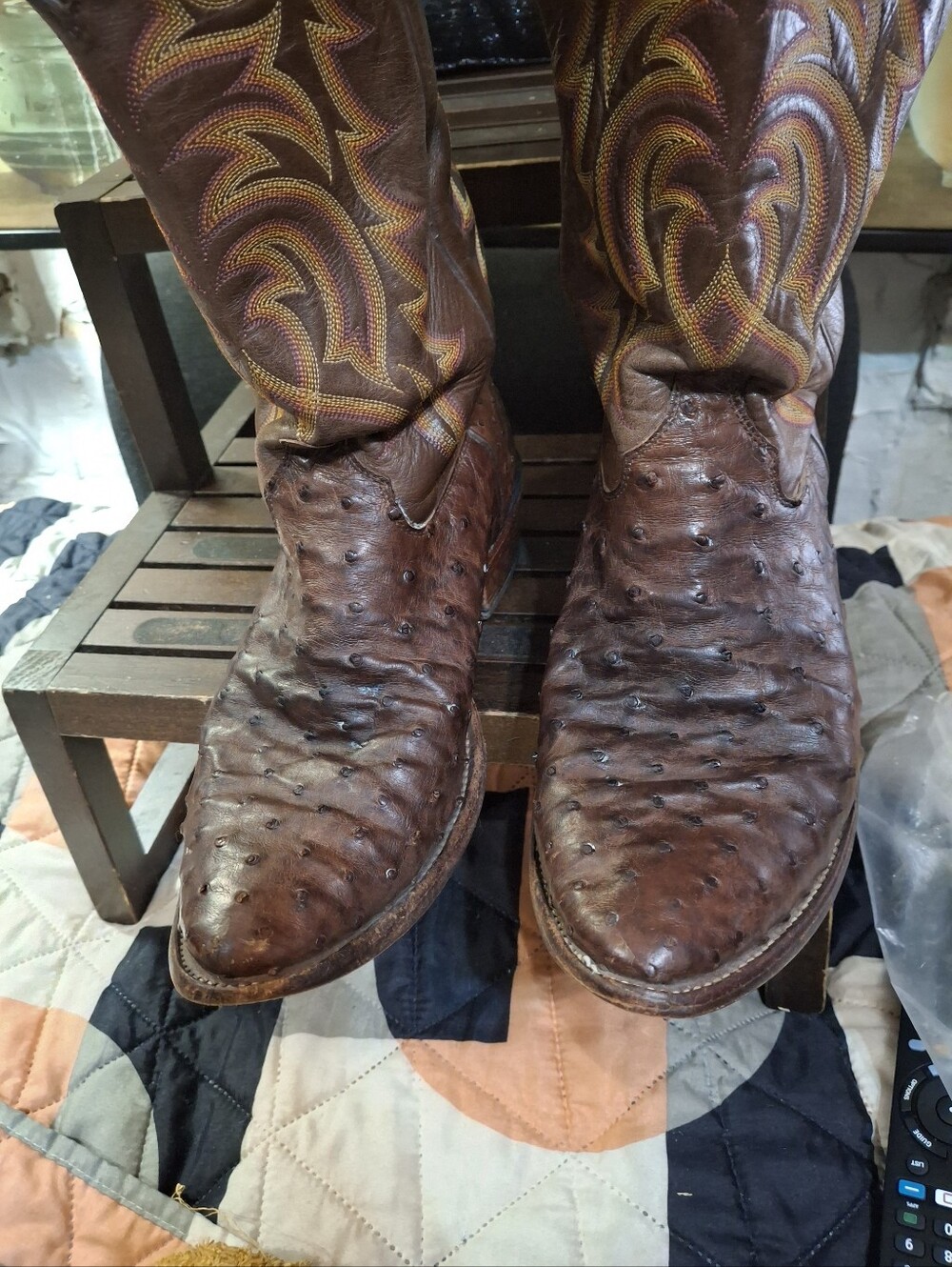 Men's Brown Ostrich Leather Western Boots